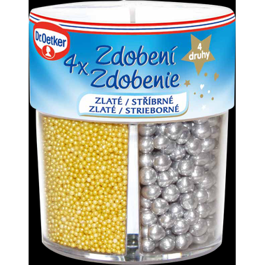 Dr. Oetker Ozdoby 4 druhy zlaté/strieborné (81 g) DO0042 dortis