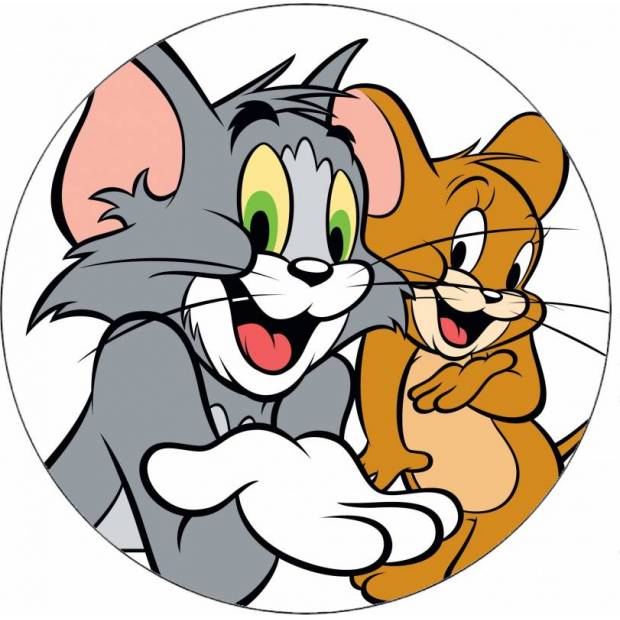 Jedlý papier Tom a Jerry na bielom pozadí 19,5 cm