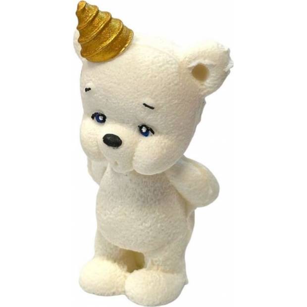 Čokoládový medveď biely s klobúkom