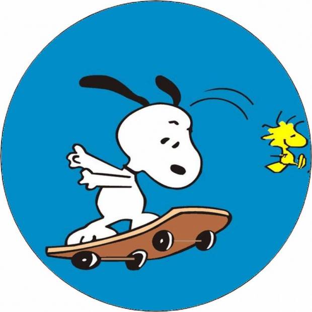 Jedlý papier Snoopy na skateboarde 19,5 cm