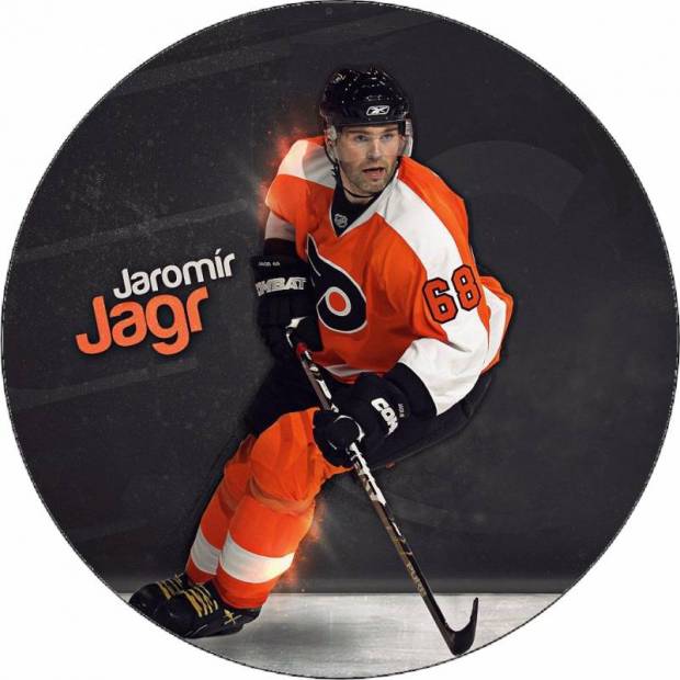 Logo z jedlého papiera Jaromír Jágr oranžový dres 19,5 cm