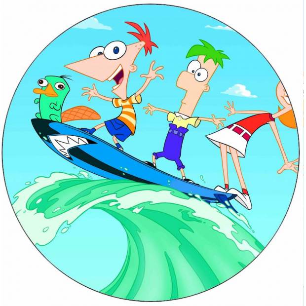 Jedlý papier Phineas a Ferb na surfovacej doske 19,5 cm