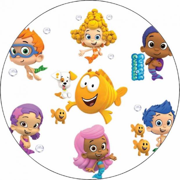 Jedlý papier Bubble Guppies biele pozadie 19,5 cm