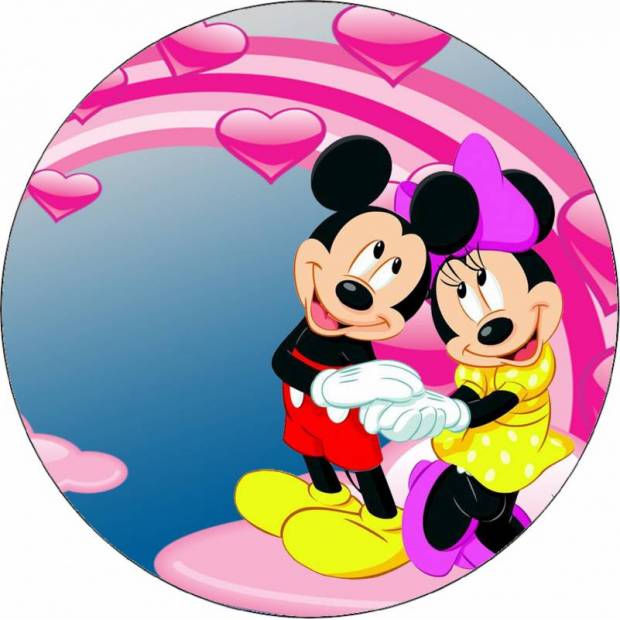 Jedlý papier Mickey a Minnie na obláčiku 19,5 cm