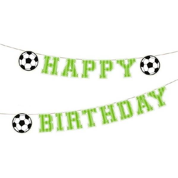 Papierová girlanda futbal Happy Birthday 250 x 16,4cm