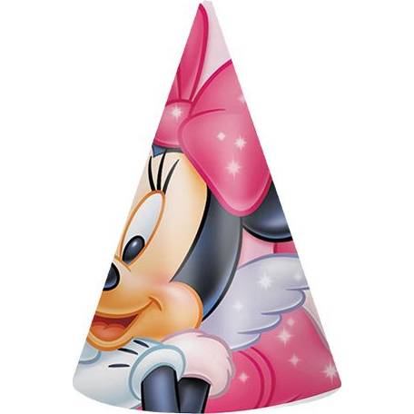 Párty papierová čiapka ružová Minnie 6ks